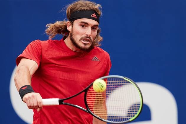 Greek tennis player Stefanos Tsitsipas in action against Spanish Jaume Munar during the Barcelona Open Banc Sabadell - Conde de Godo tournament round of 32 game in Barcelona, Catalonia, Spain, 21 April 2021. Barcelona Open Banc Sabadell - Conde de Godo !ACHTUNG: NUR REDAKTIONELLE NUTZUNG!  Copyright: xAlejandroxGarcíax GRAFCAT1757 20210421-637546186967921655