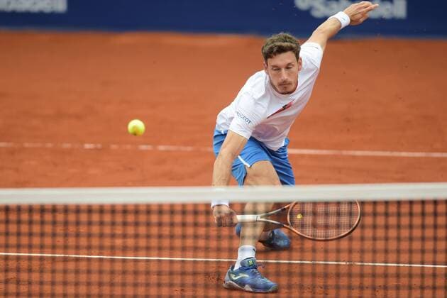 Spanish tennis player Pablo Carreno in action against Australian Jordan Thompson during the Barcelona Open Banc Sabadell - Conde de Godo tournament round of 32 game in Barcelona, Catalonia, Spain, 21 April 2021. Barcelona Open Banc Sabadell - Conde de Godo !ACHTUNG: NUR REDAKTIONELLE NUTZUNG!  Copyright: xAlejandroxGarcíax GRAFCAT1777 20210421-637546223381627355
