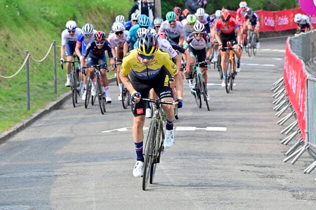 HUY, BELGIUM - APRIL 21 : ROGLIC Primoz (SLO) of JUMBO-VISMA, ALAPHILIPPE Julian (FRA) of DECEUNINCK - QUICK-STEP during the 85th UCI World Tour La FlEÌˆche Wallonne cycling race with start in Charleroi and finish at the Mur de Huy on April 21, 2021 in Huy, Belgium, 21 04 2021 CYCLISME : La Fleche Wallonne UCI World Tour 2021 Course - 21 04 2021 PHOTONEWS PANORAMIC 