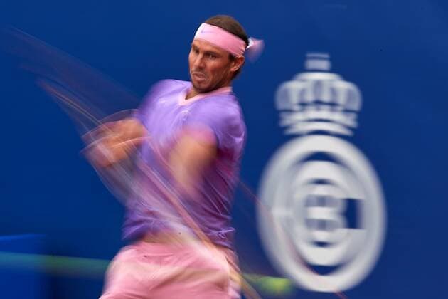 Spanish tennis player Rafael Nadal in action against Belorussian tennis player Ilya Ivaschka during the Barcelona Open Banc Sabadell - Conde de Godo tournament round of 32 in Barcelona, Catalonia, Spain, 21 April 2021. Barcelona Open Banc Sabadell - Conde de Godo !ACHTUNG: NUR REDAKTIONELLE NUTZUNG!  Copyright: xAlejandroxGarcíax GRAFCAT1805 20210421-637546300521478073