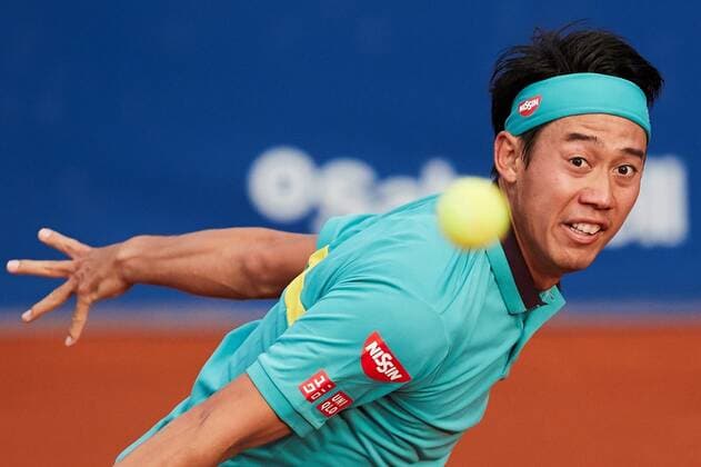 Japanese tennis player Keith Nishikori in action against Chilean Christian Garin during the Barcelona Open Banc Sabadell - Conde de Godo tournament round of 32 in Barcelona, Catalonia, Spain, 21 April 2021. Barcelona Open Banc Sabadell - Conde de Godo !ACHTUNG: NUR REDAKTIONELLE NUTZUNG!  Copyright: xAlejandroxGarcíax GRAF9460 20210421-637546341251953269