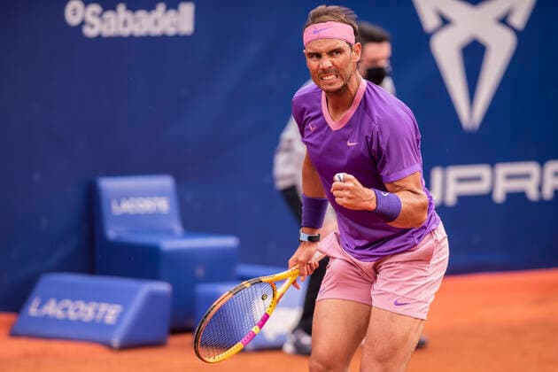 Sport Bilder des Tages 21st April 2021; Real Club de Tennis, Barcelona, Catalonia, Spain; ATP, Tennis Herren Tour, Mens Singles, Barcelona Open Tennis; Rafael Nadal of Spain during the 68th Torfeu Conde de God& xf3;  ActionPlus12282578 MarcxGonzalezxAloma