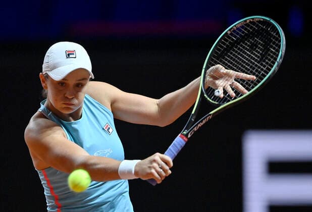 Ashleigh Barty AUS Action Round of 16 Tennis Women Porsche Cup Porsche Tennis Grand Prix GP Stuttgart 2021 Porsche Arena 21 04 2021 Porsche Tennis Grand Prix Stuttgart 2021
