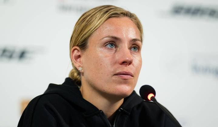 April 21, 2021, STUTTGART, GERMANY: Angelique Kerber of Germany talks to the media after winning her first-round match at the 2021 Porsche Tennis Grand Prix WTA, Tennis Damen 500 tournament STUTTGART GERMANY - ZUMAa181 20210421_zaa_a181_303 Copyright: xRobxPrangex