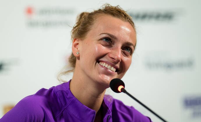 April 22, 2021, STUTTGART, GERMANY: Petra Kvitova of the Czech Republic talks to the media after winning her second-round match at the 2021 Porsche Tennis Grand Prix WTA, Tennis Damen 500 tournament STUTTGART GERMANY - ZUMAa181 20210422_zaa_a181_001 Copyright: xRobxPrangex
