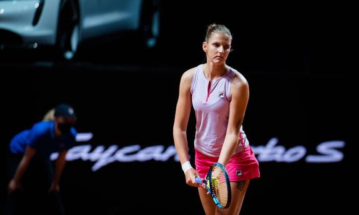 Mandatory Credit: Photo by Rob Prange Shutterstock (11864529j) Karolina Pliskova of the Czech Republic in action during her second-round match at the 2021 Porsche Tennis Grand Prix WTA, Tennis Damen 500 tournament Porsche Tennis Grand Prix, Tennis, Stuttgart, Germany - 22 Apr 2021 Porsche Tennis Grand Prix, Tennis, Stuttgart, Germany - 22 Apr 2021  Copyright: xRobxPrange Shutterstockx 11864529j