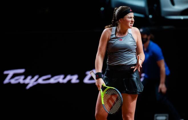 Mandatory Credit: Photo by Rob Prange Shutterstock (11864529ah) Jelena Ostapenko of Latvia in action during her second-round match at the 2021 Porsche Tennis Grand Prix WTA, Tennis Damen 500 tournament Porsche Tennis Grand Prix, Tennis, Stuttgart, Germany - 22 Apr 2021 Porsche Tennis Grand Prix, Tennis, Stuttgart, Germany - 22 Apr 2021  Copyright: xRobxPrange Shutterstockx 11864529ah