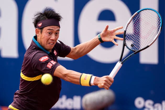 22nd April 2021; Real Club de Tennis, Barcelona, Catalonia, Spain; ATP, Tennis Herren Tour, Mens Singles, Barcelona Open Tennis; Kei Nishikori from JAPAN during Barcelona Open Banc Sabadell Trofeo Conde de God& xf3; as he lost to Rafael Nadal  ActionPlus12282785 MarcxGonzalezxAloma