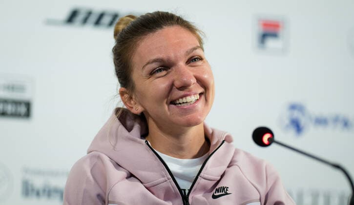April 22, 2021, STUTTGART, GERMANY: Simona Halep of Romania talks to the media after her second-round match at the 2021 Porsche Tennis Grand Prix WTA, Tennis Damen 500 tournament STUTTGART GERMANY - ZUMAa181 20210422_zaa_a181_215 Copyright: xRobxPrangex