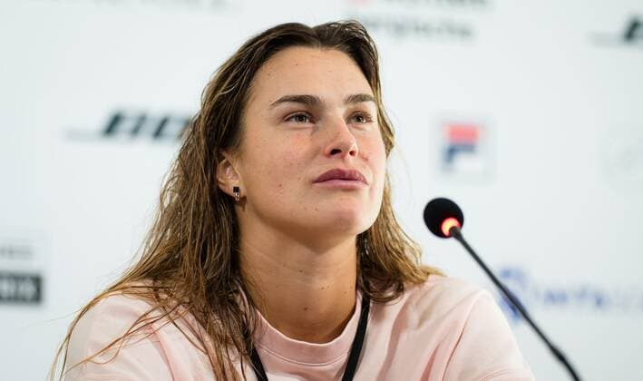 Mandatory Credit: Photo by Rob Prange Shutterstock (11864529fc) Aryna Sabalenka of Belarus talks to the media after winning her second-round match at the 2021 Porsche Tennis Grand Prix WTA, Tennis Damen 500 tournament Porsche Tennis Grand Prix, Tennis, Stuttgart, Germany - 22 Apr 2021 Porsche Tennis Grand Prix, Tennis, Stuttgart, Germany - 22 Apr 2021  Copyright: xRobxPrange Shutterstockx 11864529fc