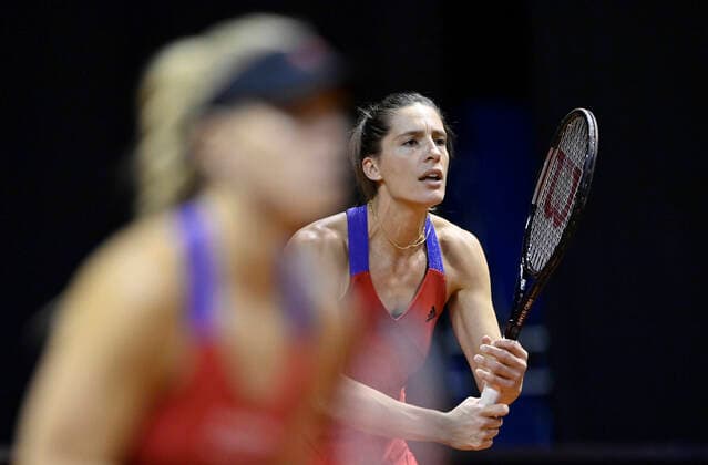 Doubles Angelique KERBER GER with Andrea PETKOVIC GER right Tennis Women Porsche Cup Porsche Tennis Grand Prix GP Stuttgart 2021 Porsche Arena 23 04 2021 Porsche Tennis Grand Prix Stuttgart 2021