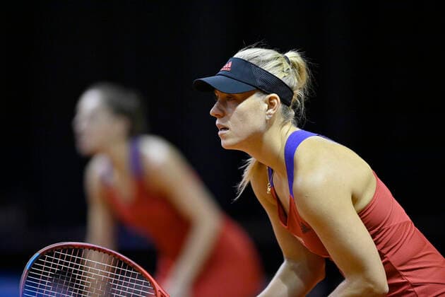 Doubles Angelique KERBER GER right with Andrea PETKOVIC GER Tennis Women Porsche Cup Porsche Tennis Grand Prix GP Stuttgart 2021 Porsche Arena 23 04 2021 Porsche Tennis Grand Prix Stuttgart 2021