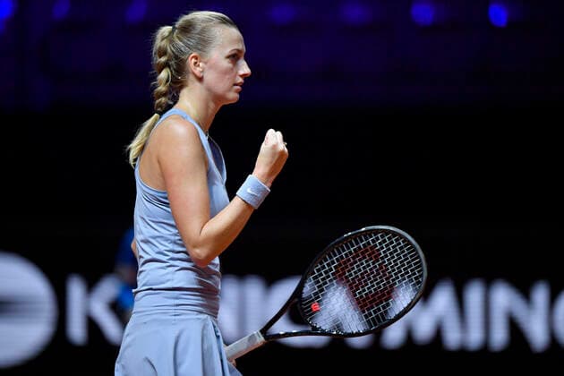 Petra Kvitova CZE Action jubilant over point win Quarterfinal Tennis Women Porsche Cup Porsche Tennis Grand Prix GP Stuttgart 2021 Porsche Arena 23 04 2021 Porsche Tennis Grand Prix Stuttgart 2021