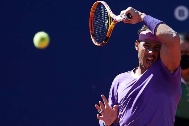 Spanish tennis player Rafael Nadal in action against British tennis player Cameron Norrie during the Barcelona Open Banc Sabadell - Conde de Godo tournament quarterfinal match in Barcelona, Spain, 23 April 2021. Rafael Nadal vs Cameron Norrie !ACHTUNG: NUR REDAKTIONELLE NUTZUNG!  Copyright: xAlejandroxGarcíax GRAFCAT2110 20210423-637547996065044424