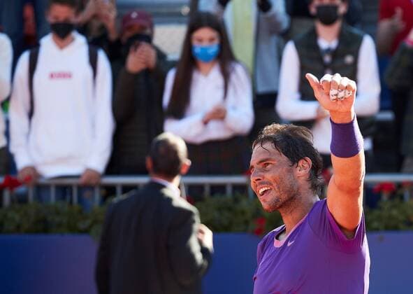 Spanish tennis player Rafael Nadal celebrates after defeating British tennis player Cameron Norrie during the Barcelona Open Banc Sabadell - Conde de Godo tournament quarterfinal match in Barcelona, Spain, 23 April 2021. Rafael Nadal vs Cameron Norrie !ACHTUNG: NUR REDAKTIONELLE NUTZUNG!  Copyright: xAlejandroxGarcíax GRAFCAT2106 20210423-637548000086449233