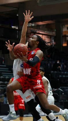 23 04 2021, Basketball, BBL 2020 2021, 30 match day, Hamburg Towers s Oliver Wuerzburg, GER, Hamburg, edel optics de Arena, picture f li Max DiLeo Hamburg Towers and Robert Lowery s Oliver Wuerzburg. Copyright: HMBxMedia xHeikoxBecker