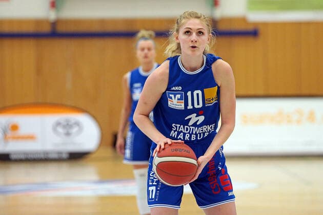 22 04 2021, xovx, Basketball Damen Bundesliga Playoffs Spiel um Platz 3, Spiel 1, BC pharmaserv Marburg Herner TC Hanna Crymble BC Pharmaserv Marburg Marburg Sporthalle Georg Gaßmann Stadion Hessen Deutschland DE