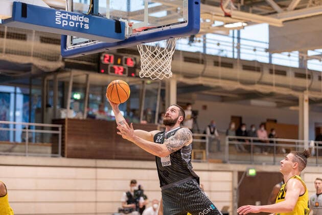 Philipp Heyden MLP Academics Heidelberg, 22 ¨¨¨Kirchheim Knights MLP Academics Heidelberg, 2 basketball, Bundesliga, Pro A, Barmer 2 basketball, playoffs 3 match day group phase , season 2020 2021, 23 04 2021, ¨¨ Kirchheim Knights MLP Academics Heidelberg , basketball, 2 Bundesliga, Barmer 2 basketball, playoffs, 3 match day group phase , season 2020 2021, 23 04 2021 Kirchheim unter Teck. Copyright: xNinaxSander xEibnerxPressefotoxIx EP_NSR