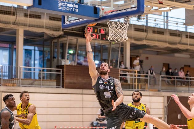 Philipp Heyden MLP Academics Heidelberg, 22 ¨¨¨Kirchheim Knights MLP Academics Heidelberg, 2 basketball, Bundesliga, Pro A, Barmer 2 basketball, playoffs 3 match day group phase , season 2020 2021, 23 04 2021, ¨¨ Kirchheim Knights MLP Academics Heidelberg , basketball, 2 Bundesliga, Barmer 2 basketball, playoffs, 3 match day group phase , season 2020 2021, 23 04 2021 Kirchheim unter Teck. Copyright: xNinaxSander xEibnerxPressefotoxIx EP_NSR