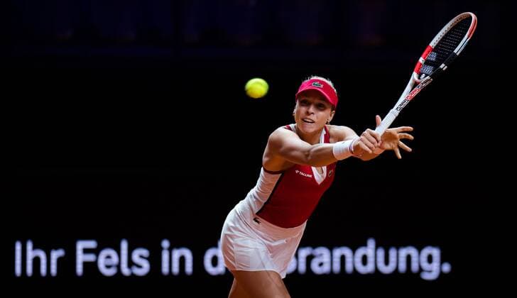 Mandatory Credit: Photo by Rob Prange Shutterstock (11864530bx) Anett Kontaveit of Estonia in action during the quarter-final at the 2021 Porsche Tennis Grand Prix WTA, Tennis Damen 500 tournament Porsche Tennis Grand Prix, Tennis, Stuttgart, Germany - 23 Apr 2021 Porsche Tennis Grand Prix, Tennis, Stuttgart, Germany - 23 Apr 2021  Copyright: xRobxPrange Shutterstockx 11864530bx