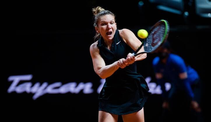 Mandatory Credit: Photo by Rob Prange Shutterstock (11864530cz) Simona Halep of Romania in action during the quarter-final at the 2021 Porsche Tennis Grand Prix WTA, Tennis Damen 500 tournament Porsche Tennis Grand Prix, Tennis, Stuttgart, Germany - 23 Apr 2021 Porsche Tennis Grand Prix, Tennis, Stuttgart, Germany - 23 Apr 2021  Copyright: xRobxPrange Shutterstockx 11864530cz