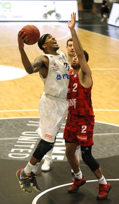 Terry ALLEN Towers throws against Brekkott Chapman Basketball Men Bundesliga on Fri 23 04 2021 Hamburg Towers s Oliver Würzburg