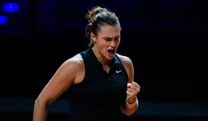 Mandatory Credit: Photo by Rob Prange Shutterstock (11864530eg) Aryna Sabalenka of Belarus in action during her quarter-final at the 2021 Porsche Tennis Grand Prix WTA, Tennis Damen 500 tournament Porsche Tennis Grand Prix, Tennis, Stuttgart, Germany - 23 Apr 2021 Porsche Tennis Grand Prix, Tennis, Stuttgart, Germany - 23 Apr 2021  Copyright: xRobxPrange Shutterstockx 11864530eg