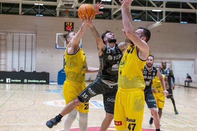 Jordan Geist MLP Academics Heidelberg, 15 ¨¨¨Kirchheim Knights vs MLP Academics Heidelberg, 2 basketball, Bundesliga, Pro A, Barmer 2 basketball, playoffs 3 match day group phase, season 2020 2021, 23 04 2021, ¨¨ Kirchheim Knights MLP Academics Heidelberg, basketball, 2 Bundesliga, Barmer 2 basketball, playoffs 3 match day group phase, season 2020 2021, 23 04 2021 Kirchheim unter Teck. Copyright: xDennisxDuddek xEibnerxPressefotox EP_DDU