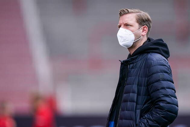GER, Union Berlin vs SV Werder Bremen 24 04 2021, Alte Foersterei, Berlin, GER, Union Berlin vs SV Werder Bremen, in the picture Florian Kohfeldt trainer SV Werder Bremen , with CORONA everyday masks mouth nose covering nordphoto.GmbHxx xgumzmedia nphgm001