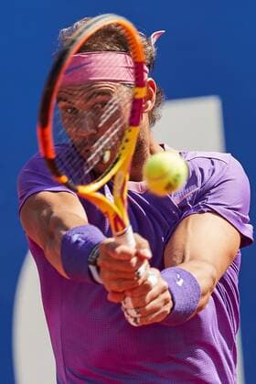 Spanish tennis player Rafa Nadal in action against Spanish tennis player Pablo Carreno during the Barcelona Open Banc Sabadell - Conde de Godo tournament semifinal match in Barcelona, Spain, 24 April 2021. Rafa Nadal vs Pablo Carreno !ACHTUNG: NUR REDAKTIONELLE NUTZUNG!  Copyright: xAlejandroxGarcíax GRAF1508 20210424-637548853066803097