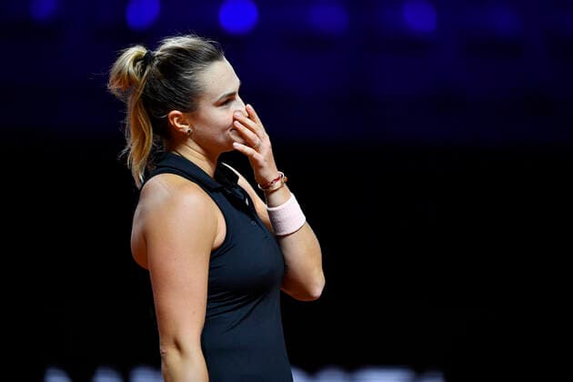 Aryna Sabalenka BLR disappointed Gestures, gestures Semifinals Tennis Women Porsche Cup Porsche Tennis Grand Prix GP Stuttgart 2021 Porsche Arena 24 04 2021 Porsche Tennis Grand Prix Stuttgart 2021
