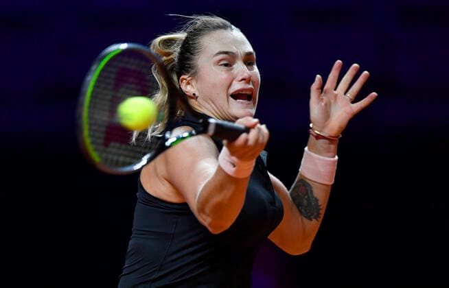 Aryna Sabalenka BLR Action Semifinals Tennis Women Porsche Cup Porsche Tennis Grand Prix GP Stuttgart 2021 Porsche Arena 24 04 2021 Porsche Tennis Grand Prix Stuttgart 2021