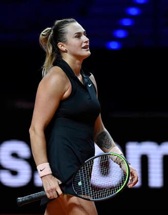 Aryna Sabalenka BLR cheers her way into the final Final cheers semi-final Tennis Women Porsche Cup Porsche Tennis Grand Prix GP Stuttgart 2021 Porsche Arena 24 04 2021 Porsche Tennis Grand Prix Stuttgart 2021
