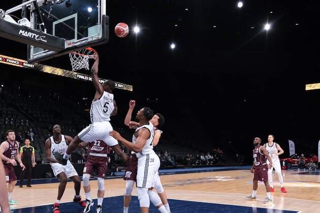 April 24, 2021, Levallois, Hauts de Seine, France: CHARLES KAHUDI (FRA) small forward of ASVEL LDLC in action during the French Cup of Basketball between Dijon and Lyon-Villeurbanne ASVEL LDLC (Tony Parker Team) at AccorHotels Arena Stadium - Paris France..Lyon-Villeurbanne won the French Cup 77:61 Levallois France - ZUMAp119 20210424_zaf_p119_036 Copyright: xPierrexSteveninx