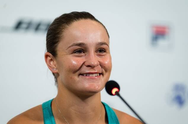 Mandatory Credit: Photo by Rob Prange Shutterstock (11864531bl) Ashleigh Barty of Australia talks to the media after the semi-final of the 2021 Porsche Tennis Grand Prix WTA, Tennis Damen 500 tournament Porsche Tennis Grand Prix, Tennis, Stuttgart, Germany - 24 Apr 2021 Porsche Tennis Grand Prix, Tennis, Stuttgart, Germany - 24 Apr 2021  Copyright: xRobxPrange Shutterstockx 11864531bl