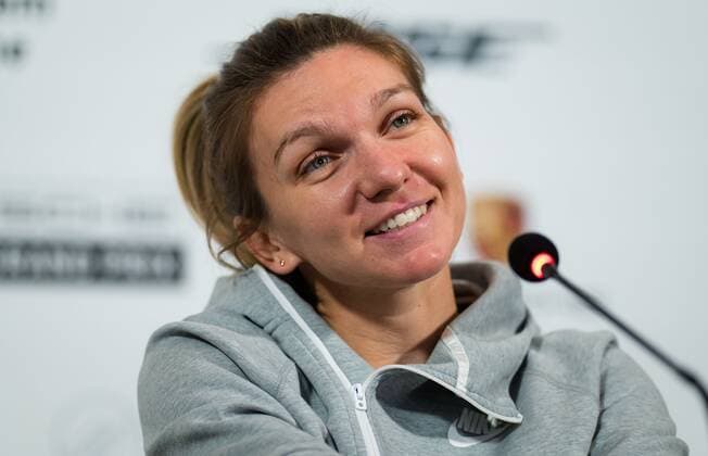 Mandatory Credit: Photo by Rob Prange Shutterstock (11864531ca) Simona Halep of Romania talks to the media after the semi-final of the 2021 Porsche Tennis Grand Prix WTA, Tennis Damen 500 tournament Porsche Tennis Grand Prix, Tennis, Stuttgart, Germany - 24 Apr 2021 Porsche Tennis Grand Prix, Tennis, Stuttgart, Germany - 24 Apr 2021  Copyright: xRobxPrange Shutterstockx 11864531ca
