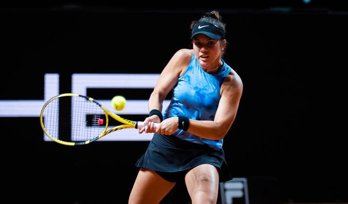 April 24, 2021, STUTTGART, GERMANY: Desirae Krawczyk of the United States in action during the doubles semi-final of the 2021 Porsche Tennis Grand Prix WTA, Tennis Damen 500 tournament STUTTGART GERMANY - ZUMAa181 20210424_zaa_a181_243 Copyright: xRobxPrangex