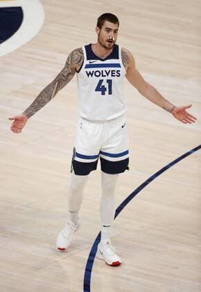 Juancho Hernangomez of the Minnesota Timberwolves in action during an NBA, Basketball Herren, USA game against the Utah Jazz, at the Vivint Smart Home Arena in Salt Lake City, Utah, USA, 24 April 2021. Utah Jazz vs. Minnesota Timberwolves !ACHTUNG: NUR REDAKTIONELLE NUTZUNG!  Copyright: xGEORGExFREYx AME2431 20210425-637549270491610942