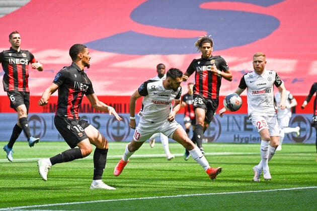 10 GAETAN LABORDE (MHSC) - BUT FOOTBALL : Nice vs Montpellier - Ligue 1 Uber Eats - 25 04 2021 FEP Panoramic 