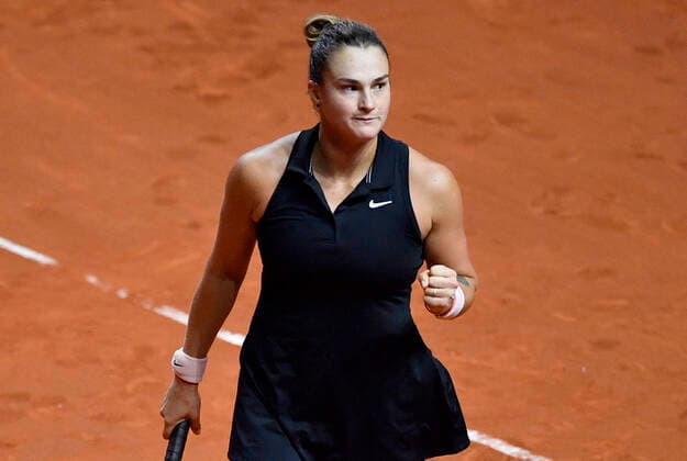 Aryna Sabalenka BLR action cheers point won Final Tennis Women Porsche Cup Porsche Tennis Grand Prix GP Stuttgart 2021 Porsche Arena 25 04 2021 Porsche Tennis Grand Prix Stuttgart 2021