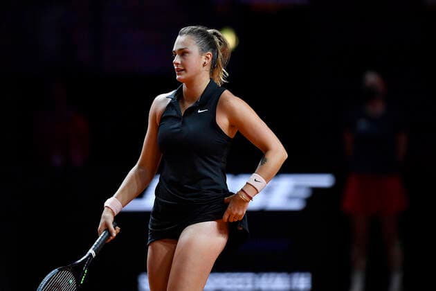 Aryna Sabalenka BLR before serve Final Tennis Women Porsche Cup Porsche Tennis Grand Prix GP Stuttgart 2021 Porsche Arena 25 04 2021 Porsche Tennis Grand Prix Stuttgart 2021