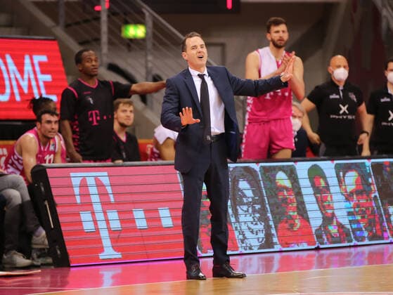 Bonn, Germany, 25 04 2021, Telekom Dome, Basketball, BBL, Telekom Baskets Bonn vs Niners Chemnitz Headcoach William Voigt Bonn