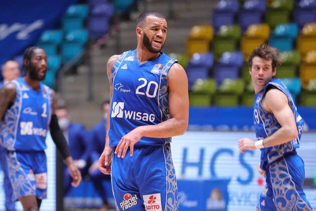 Fraport Skyliners Mitteldeutscher BC, easyCredit BBL Rasheed Moore Fraport Skyliners, 20 Basketball match of the easyCredit BBL between Fraport Skyliners and Mitteldeutscher BC on April 25, 2021 at Fraport Arena in Frankfurt am Main , Frankfurt am Main Hesse Germany Fraport Arena