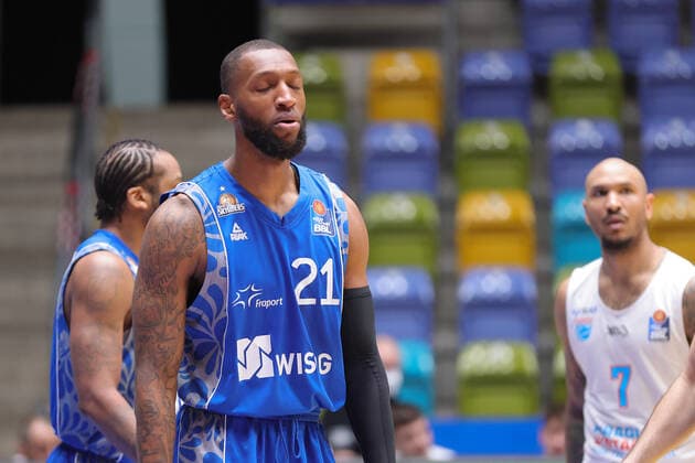 Fraport Skyliners Mitteldeutscher BC, easyCredit BBL Kamari Murphy Fraport Skyliners, 21 basketball match of the easyCredit BBL between Fraport Skyliners and Mitteldeutscher BC on 25 April 2021 at Fraport Arena in Frankfurt am Main , Frankfurt am Main Hesse Germany Fraport Arena