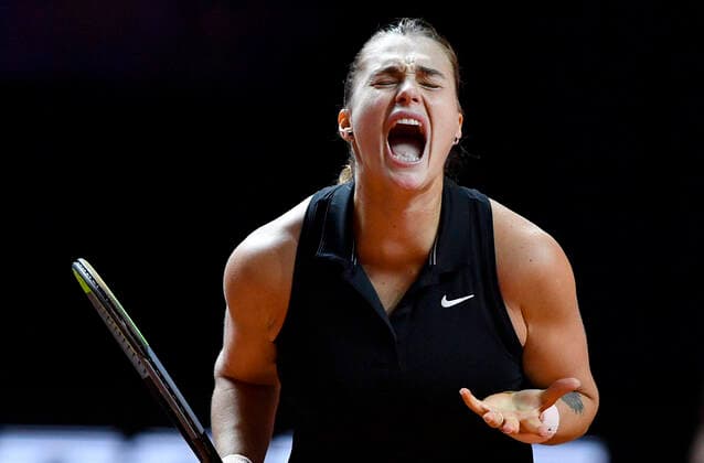 Aryna Sabalenka BLR angry disappointed dissatisfied gestures final tennis women Porsche Cup Porsche Tennis Grand Prix GP Stuttgart 2021 Porsche Arena 25 04 2021 Porsche Tennis Grand Prix Stuttgart 2021