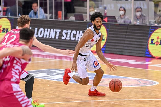 easyCredit BBL, Telekom Baskets Bonn vs NINERS Chemnitz, 25 04 2021 Terrell Harris NINERS Chemnitz 2 , easyCredit BBL, Telekom Baskets Bonn vs NINERS Chemnitz on 25 04 2021 at Telekom Dome Bonn, Bonn Nordrhein Westfalen Copyright: xBEAUTIFULxSPORTS Mueller-Laschetx