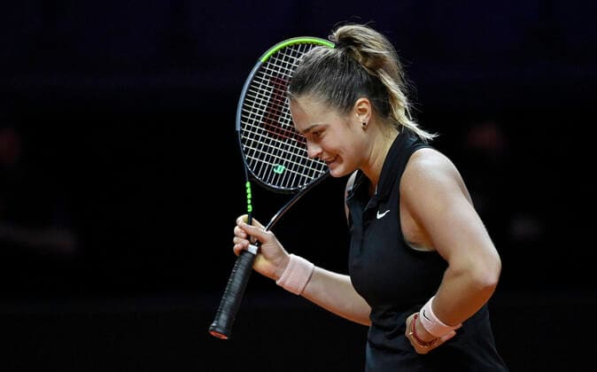 Aryna Sabalenka BLR smiles Final Tennis Women Porsche Cup Porsche Tennis Grand Prix GP Stuttgart 2021 Porsche Arena 25 04 2021 Porsche Tennis Grand Prix Stuttgart 2021