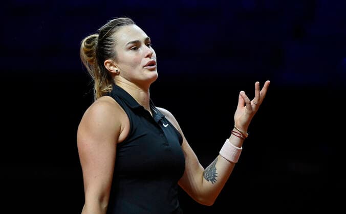 Aryna Sabalenka BLR angry dissatisfied gestures, gesture final tennis women Porsche Cup Porsche Tennis Grand Prix GP Stuttgart 2021 Porsche Arena 25 04 2021 Porsche Tennis Grand Prix Stuttgart 2021
