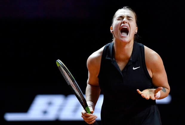 Aryna Sabalenka BLR screams her frustration away disappointed Final Tennis Women Porsche Cup Porsche Tennis Grand Prix GP Stuttgart 2021 Porsche Arena 25 04 2021 Porsche Tennis Grand Prix Stuttgart 2021
