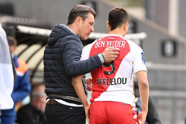 NIKO KOVAC (ENTRAINEUR MONACO) - 09 WISSAM BEN YEDDER (MONA) - DOS - FAIR PLAY FOOTBALL : Angers vs Monaco - Ligue 1 Uber Eats - 25 04 2021 AnthonyBIBARD FEP Panoramic 